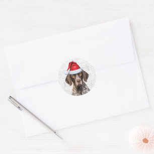 Festive Shorthair Pointer Woof Word Art Christmas Classic Round Sticker
