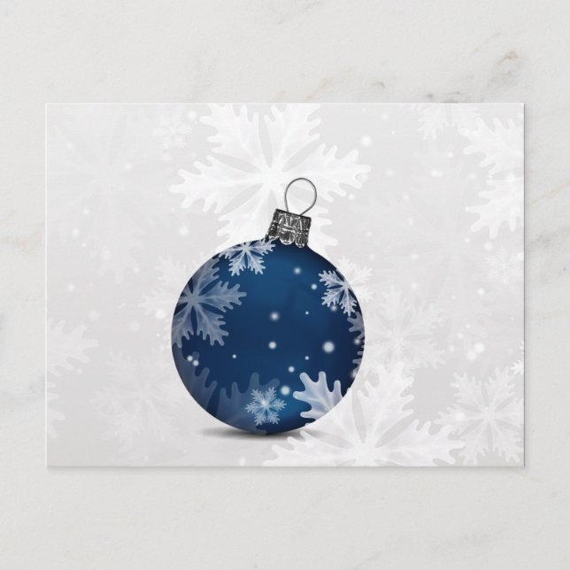 festive silver navy Holiday Corporate PostCard (Front)