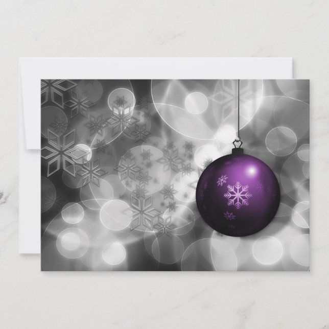 festive silver purple Christmas holidays card (Front)