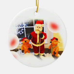 Festive singing Santa Ceramic Tree Decoration