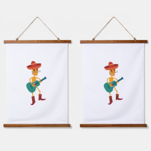 Festive Skeleton Guitar Player Hanging Tapestry