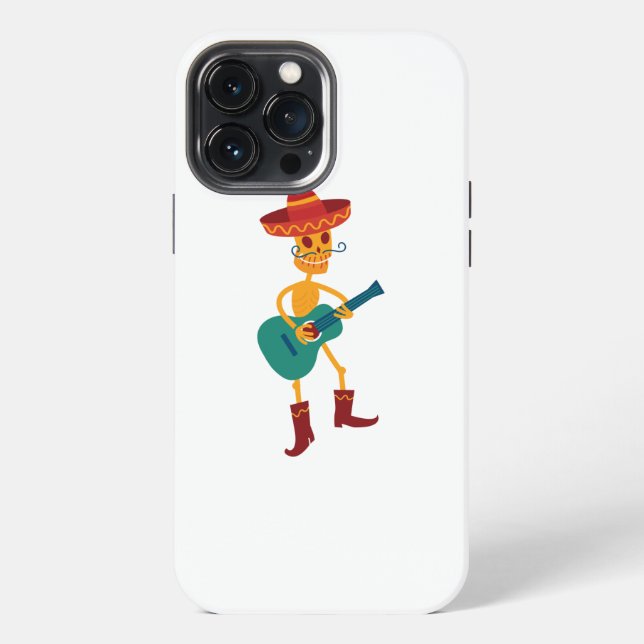 Festive Skeleton Guitar Player iPhone Case (Back)