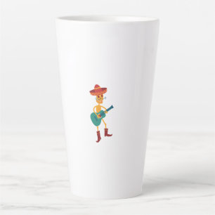 Festive Skeleton Guitar Player Latte Mug