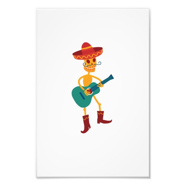 Festive Skeleton Guitar Player Photo Print (Front)