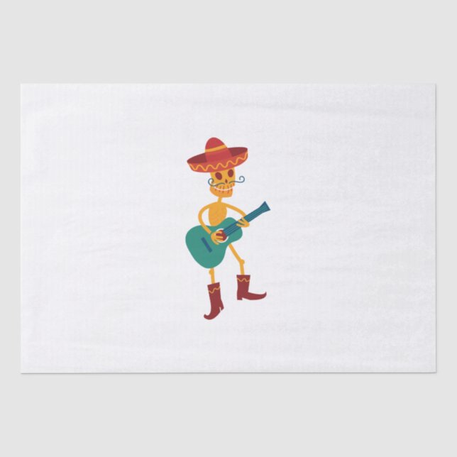 Festive Skeleton Guitar Player Tissue Paper (Front)