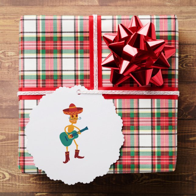 Festive Skeleton Guitar Player Tree Decoration Card (Insitu (Gift))
