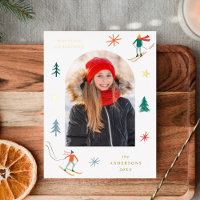 Festive Skiers Photo Gold
