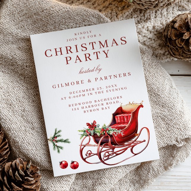 Festive Sleigh Corporate Christmas Party Invitation (Creator Uploaded)