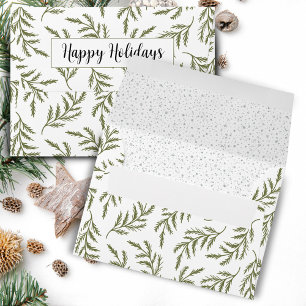 Festive Snowfall and Cypress Christmas Holiday Env Envelope