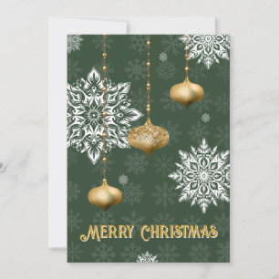 Festive Snowflake and Ornament Christmas Card