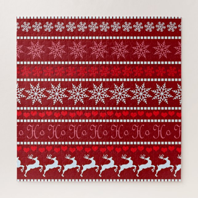 Festive Snowflake and Reindeer Design Jigsaw Puzzle (Vertical)