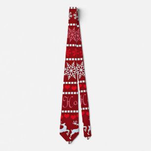 Festive Snowflake and Reindeer Design Tie