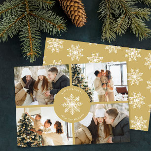 Festive Snowflake Christmas 4 Photo Holiday Card