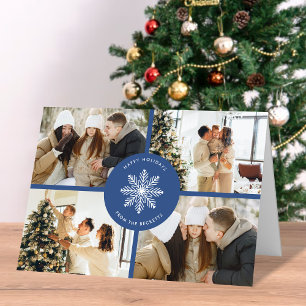 Festive Snowflake Christmas 4 Photo Holiday Card