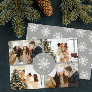Festive Snowflake Christmas 4 Photo Holiday Card