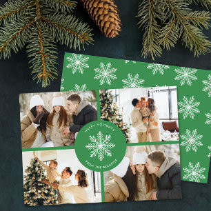 Festive Snowflake Christmas 4 Photo Holiday Card