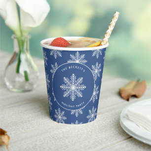 Festive Snowflake Christmas Holiday Party Paper Cups