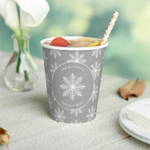 Festive Snowflake Christmas Holiday Party Paper Cups