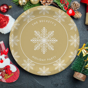 Festive Snowflake Christmas Holiday Party Paper Plate