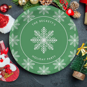 Festive Snowflake Christmas Holiday Party Paper Plate