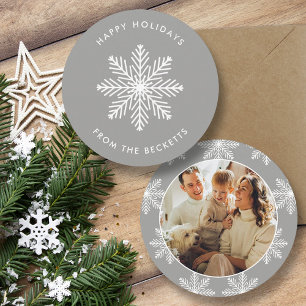 Festive Snowflake Christmas Photo Holiday Card