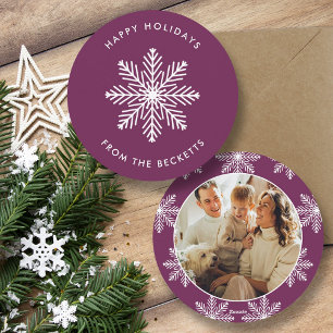 Festive Snowflake Christmas Photo Holiday Card