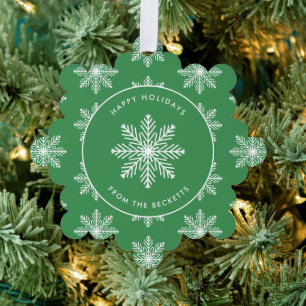 Festive Snowflake Christmas Photo Tree Decoration Card
