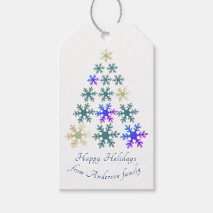 Festive Snowflake Christmas Tree Family Holiday Gift Tags