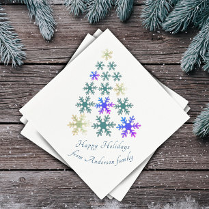 Festive Snowflake Christmas Tree Family Holiday Napkin