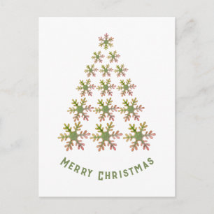 Festive Snowflake Christmas Tree Minimalist Holiday Postcard
