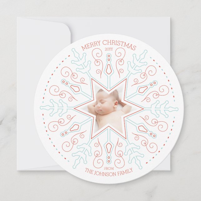 Festive Snowflake Holiday Card (Front)