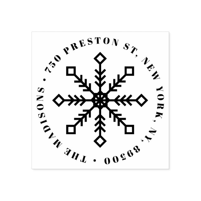 Festive Snowflake Holiday Return Address Rubber Stamp (Imprint)