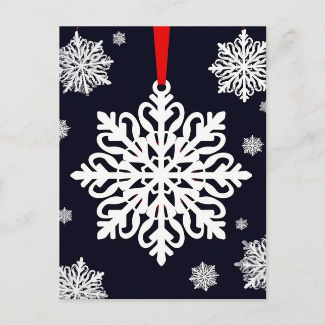 ✨ Festive Snowflake Ornament Charm ❄️ Elegant  Postcard (Front)