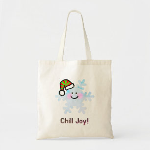 Festive Snowflake with Happy Face Tote Bag