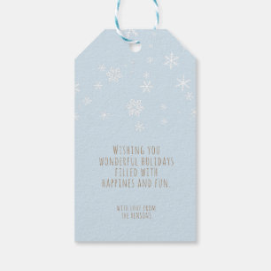 Festive Snowflakes Message Blue Christmas Holiday Gift Tags