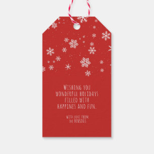Festive Snowflakes Message - Red Christmas Holiday Gift Tags