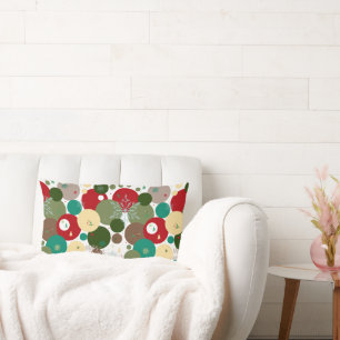 Festive Snowflakes, Stars & Holiday Branches  Lumbar Cushion
