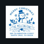 Festive Snowman Banner Christmas Return Address Self-inking Stamp<br><div class="desc">Easily personalise these custom Festive Snowman Banner Christmas Return Address self-inking rubber stamps with your own names and address. To customise these rubber stamps, click on "Personalise this template" and change the text in the boxes provided. Available in 9 different colours and 6 sizes. Please view your design on the...</div>