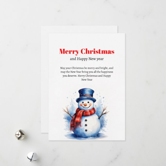 Festive Snowman Christmas Greeting card  (Front/Back In Situ)