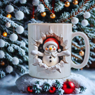 Festive Snowman Christmas Mug - 3D Holiday