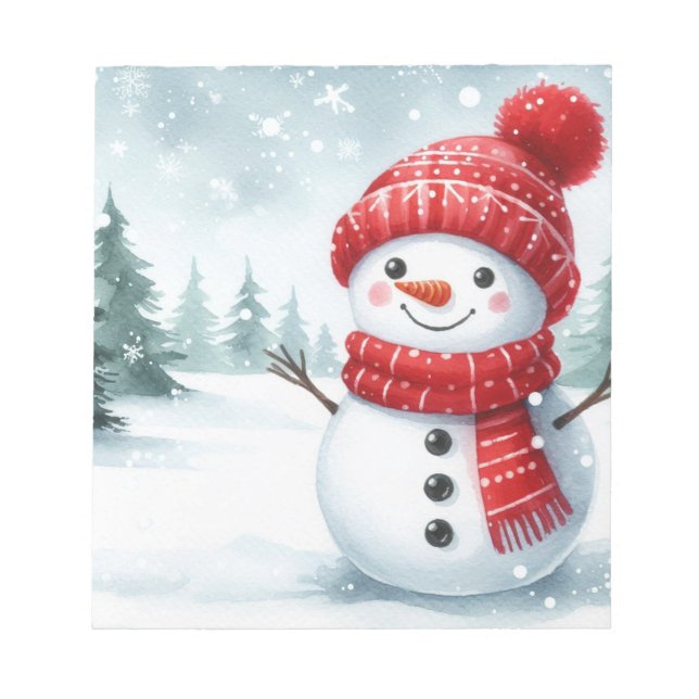 Festive Snowman Christmas Notepad for Holiday List (Front)