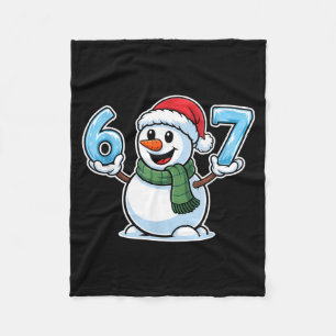 Festive Snowman Christmas Winter Cheer 67 Number  Fleece Blanket