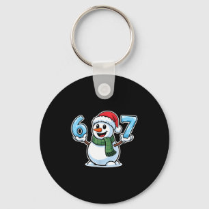 Festive Snowman Christmas Winter Cheer 67 Number  Key Ring