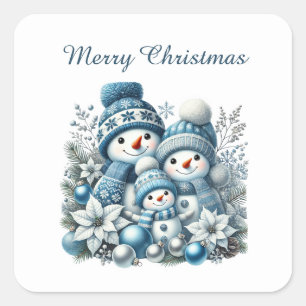 Festive snowman customisable Merry Christmas Square Sticker