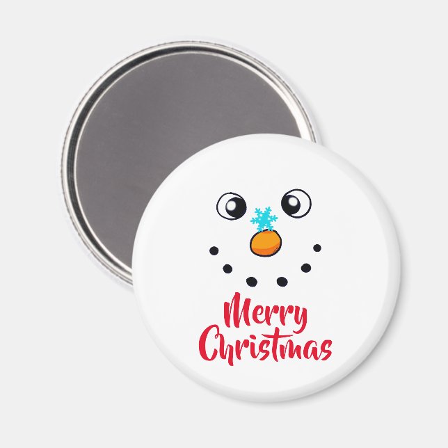 Festive Snowman Face Merry Christmas Magnet (Front/Back)