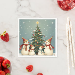 Festive Snowman Family Christmas Collection Napkin