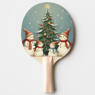 Festive Snowman Family Christmas Collection Ping Pong Paddle