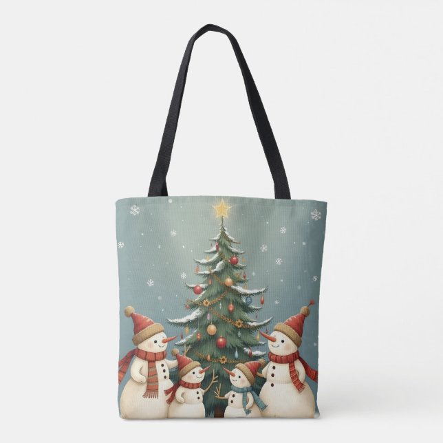 Festive Snowman Family Christmas Collection Tote Bag (Back)