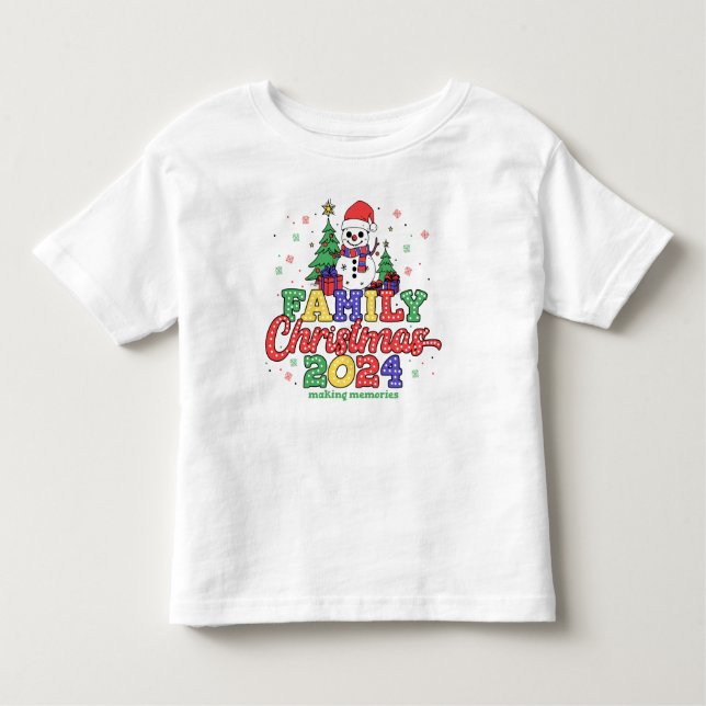 Festive Snowman Family Christmas Toddler T-Shirt (Front)