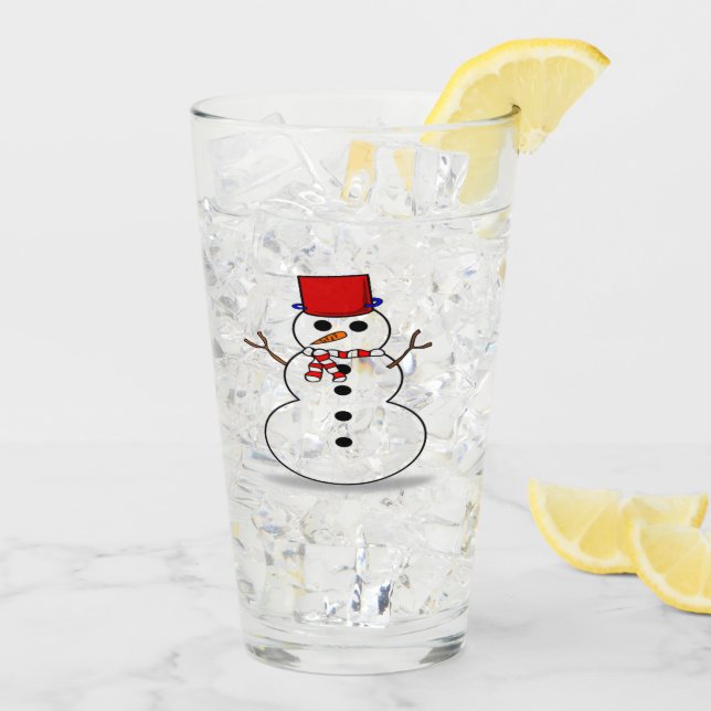 Festive Snowman Glass Tumbler (Back Ice)